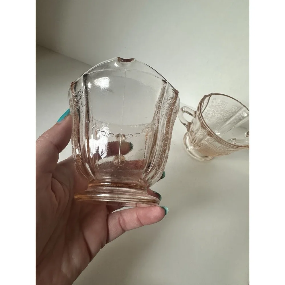 Vintage Indiana Pink Depression Glass Madrid Cream & Sugar 1930's